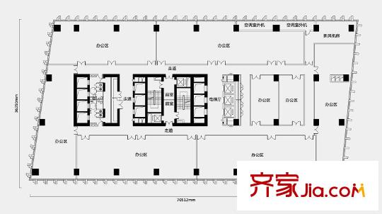 光耀東方國際大廈辦公層5層樓層平面圖 