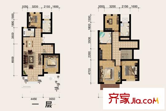 城廂公館一期洋房躍層B戶型 3室1廳2衛(wèi)1廚