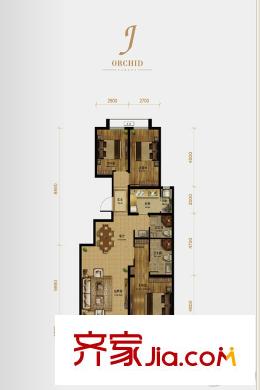 平方米園洋房標(biāo)準(zhǔn)層J戶型 3室2廳2衛(wèi)1廚