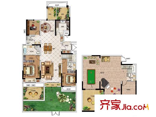 華啟金悅府洋房Y-A戶型 3室3廳4衛(wèi)1廚