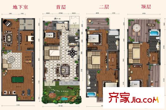 貽成紅墅郡別墅C1戶型 5室2廳4衛(wèi)1廚