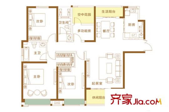 英地金臺(tái)府邸一期B戶型 4室2廳2衛(wèi)1廚