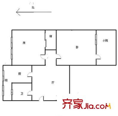誠基中心國際公寓戶型圖戶型圖 2室1廳1衛(wèi)1廚