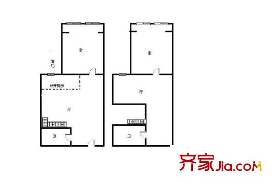 誠基中心國際公寓戶型圖戶型圖 2室2廳2衛(wèi)1廚