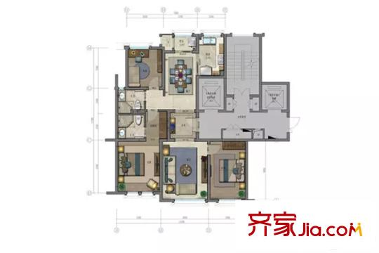 天津全運(yùn)村一期小高層標(biāo)準(zhǔn)層J2戶型 3室2廳2衛(wèi)1廚
