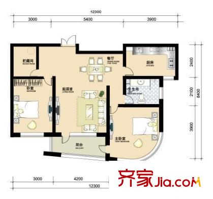 時(shí)代奧城戶型圖戶型圖 2室2廳1衛(wèi)1廚