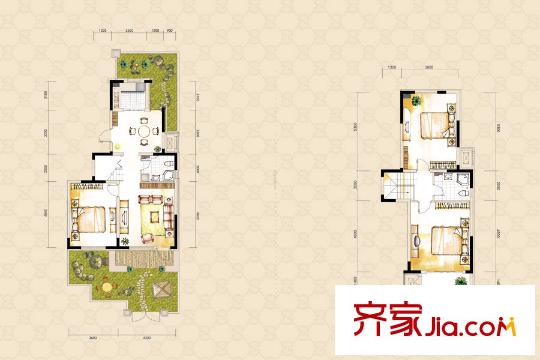 博智御園別墅復式1躍2端戶144平戶型 3室2廳2衛(wèi)1廚