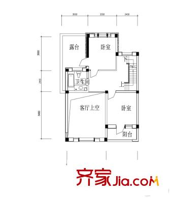 首府136棟聯(lián)排別墅G戶型二層 4室2廳3衛(wèi)1廚