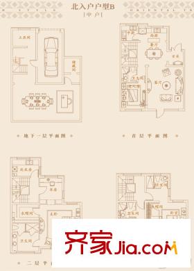 金隅滿堂聯(lián)排別墅13、50號(hào)樓北入戶B戶型 5室3廳4衛(wèi)2廚