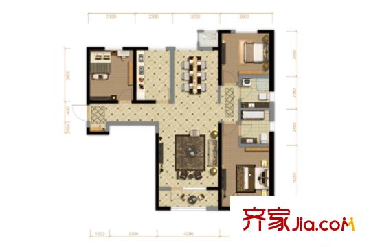 北大資源閱城高層4號(hào)樓標(biāo)準(zhǔn)層139平方米戶型 3室2廳2衛(wèi)1廚