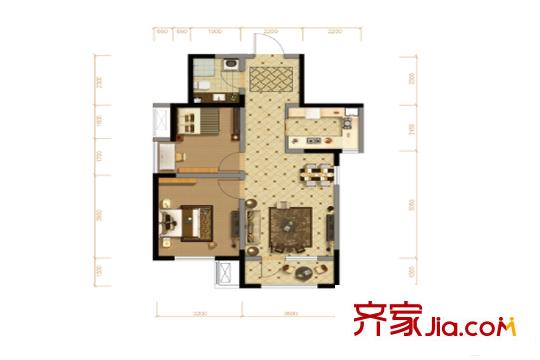 北大資源閱城高層20號(hào)樓標(biāo)準(zhǔn)層82平方米戶型 2室2廳1衛(wèi)1廚