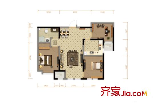 北大資源閱城高層4號(hào)樓標(biāo)準(zhǔn)層94平方米戶型 3室2廳1衛(wèi)1廚
