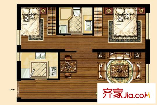 中海復(fù)興九里一期公寓1-4號(hào)樓標(biāo)準(zhǔn)層77平方米戶型 2室1廳1衛(wèi)1廚