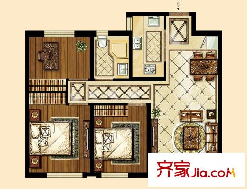 中海復(fù)興九里一期高層1-5號(hào)樓標(biāo)準(zhǔn)層96平方米戶型 3室2廳1衛(wèi)1廚