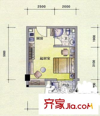 利偉商廈 1室 戶型圖