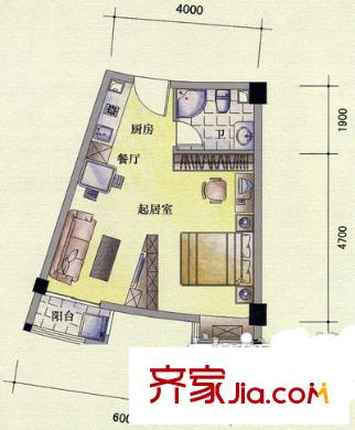 利偉商廈 1室 戶型圖