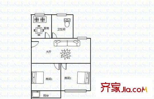 臨江新天地玉島苑 2室 戶型圖