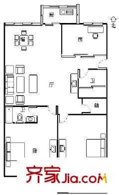龍泉名府 3室 戶型圖