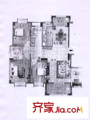 藍(lán)灣明珠二期戶型圖2期西向戶型 3室2廳2衛(wèi)1廚