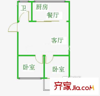建海小區(qū) 2室 戶型圖