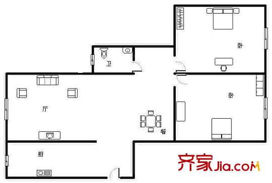 橫街巷新村 2室 戶型圖