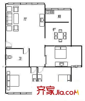 福州春天 3室 戶型圖