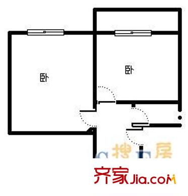 紅墻建行單位宿舍 2室 戶型圖