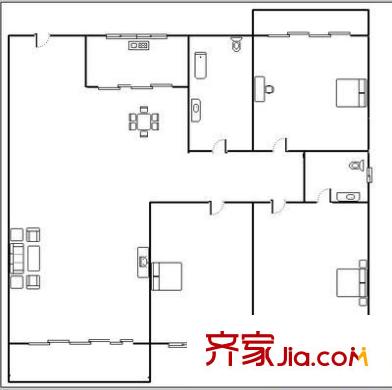 匯杰公寓 3室 戶型圖