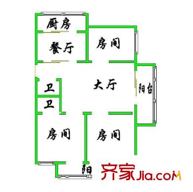 福壽巷警官公寓 3室 戶(hù)型圖