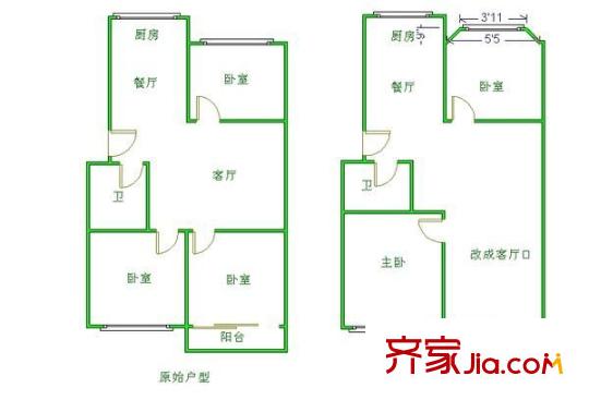 福壽巷警官公寓 3室 戶(hù)型圖