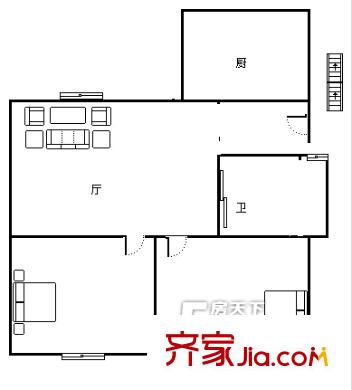 福州 福日琴亭路單位宿舍 2室戶型圖