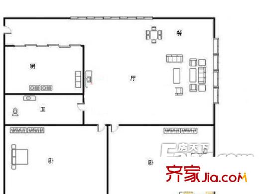 福州一中三牧坊單位宿舍 2室 戶型圖