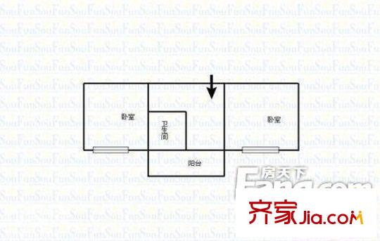 福州一中三牧坊單位宿舍 2室 戶型圖