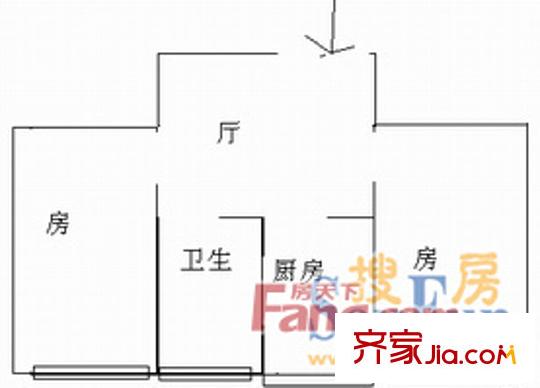 福州一中三牧坊單位宿舍 2室 戶型圖
