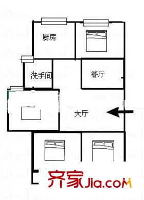 福州一中三牧坊單位宿舍 4室 戶型圖
