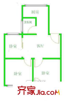 地質(zhì)局單位宿舍 3室 戶型圖