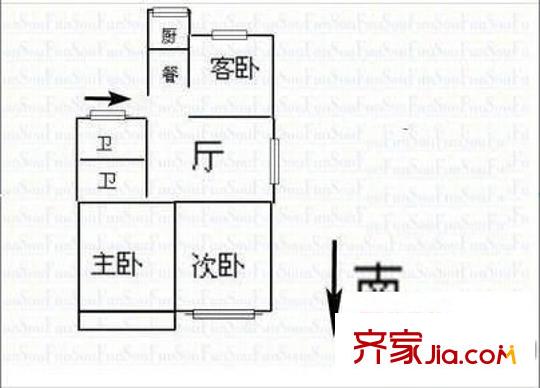 長汀里花園 2室 戶型圖