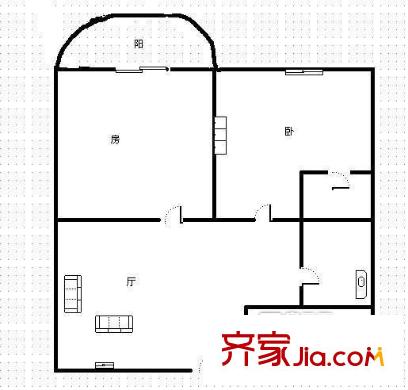 長(zhǎng)汀里花園 2室戶型圖