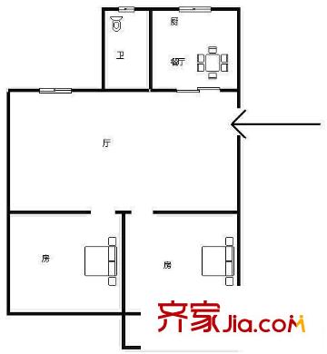 倉前街新村 2室 戶型圖