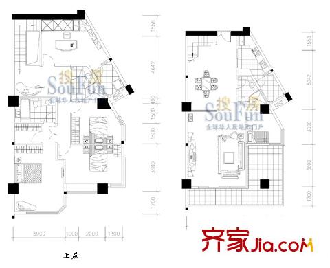 半島國際戶型圖躍層戶型圖 5室3廳