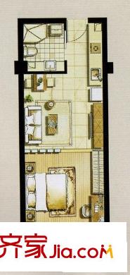 紫光公寓 1室 戶型圖