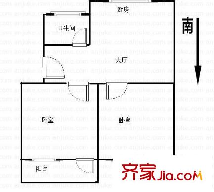 鐵五小區(qū) 2室 戶型圖