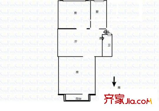 三木花園B區(qū) 2室 戶型圖