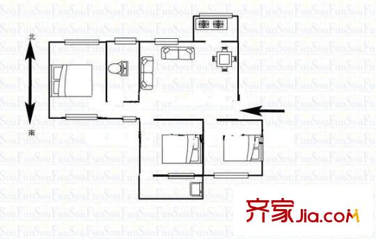 商地花園 3室 戶型圖