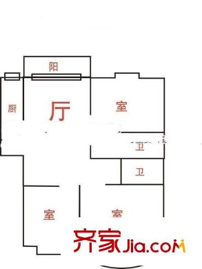 商貿(mào)廳過(guò)洋平方米宿舍 3室 戶型圖