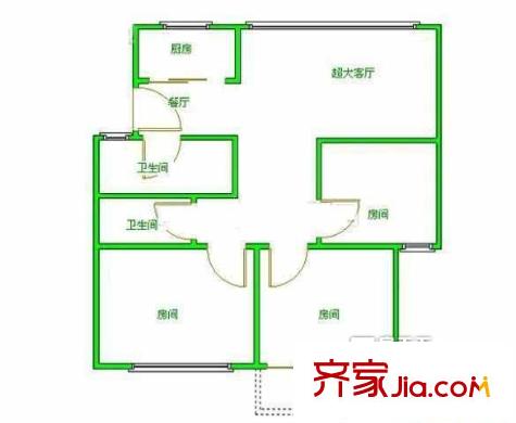 芍園公寓戶型圖勺園公寓 3室戶型圖 3室2廳1衛(wèi)1廚