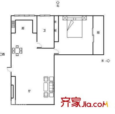 寧榕花園 1室 戶型圖