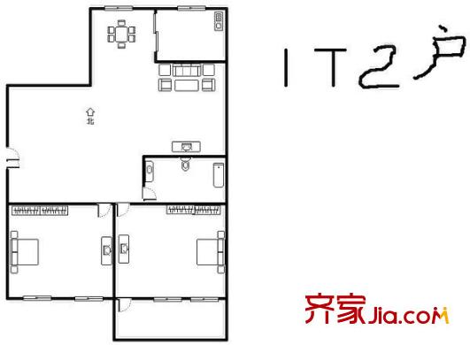 寧榕花園 2室 戶型圖