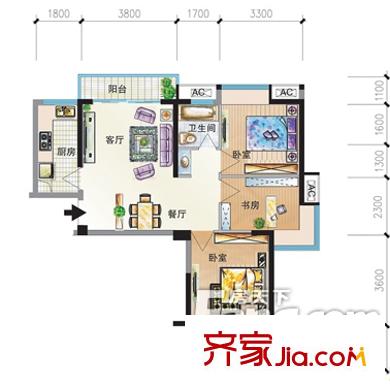 閩侯上街地稅局單位宿舍 3室戶型圖