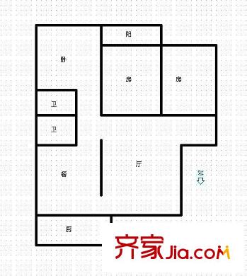閩侯上街地稅局單位宿舍 3室 戶型圖